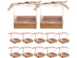 Tofficu 12-caixas De Presente Transparentes Com Fita E Base, Material Papel E Pet, Seguras E Leves Para Aniversários