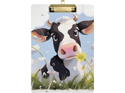 Prancheta com estampa de vaca e margaridas, estilo campestre de verão, transparente, para sala de aula, com tema