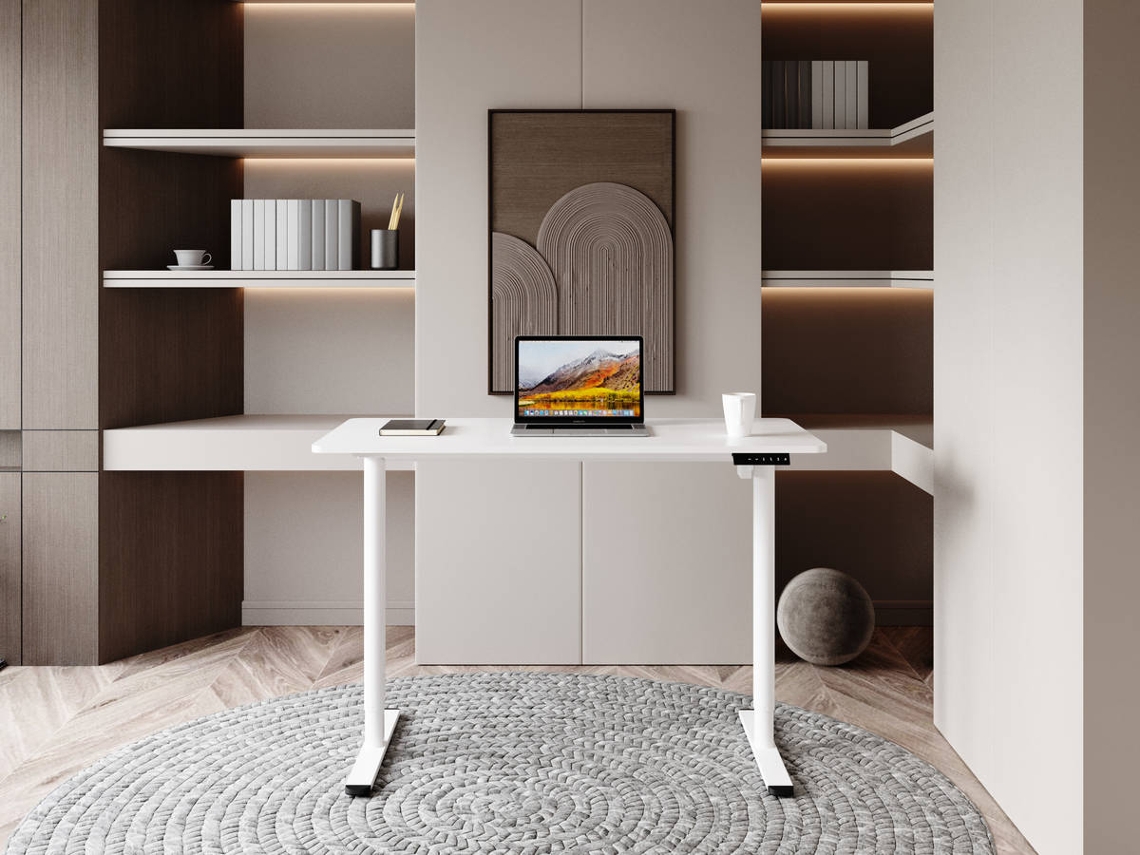 Secretária Elevatória MITSAI Denver com sistema de elevação automática e memória integrado (120(L) x 60(P) x 73 a 118(A) cm - Branco)