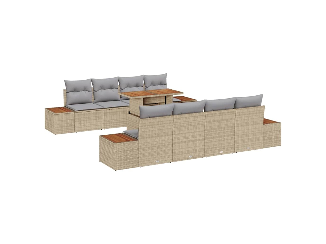Maison Exclusive - Conjunto De Jantar Para Jardim Com Almofada 9 Pcs Bege E Cinza