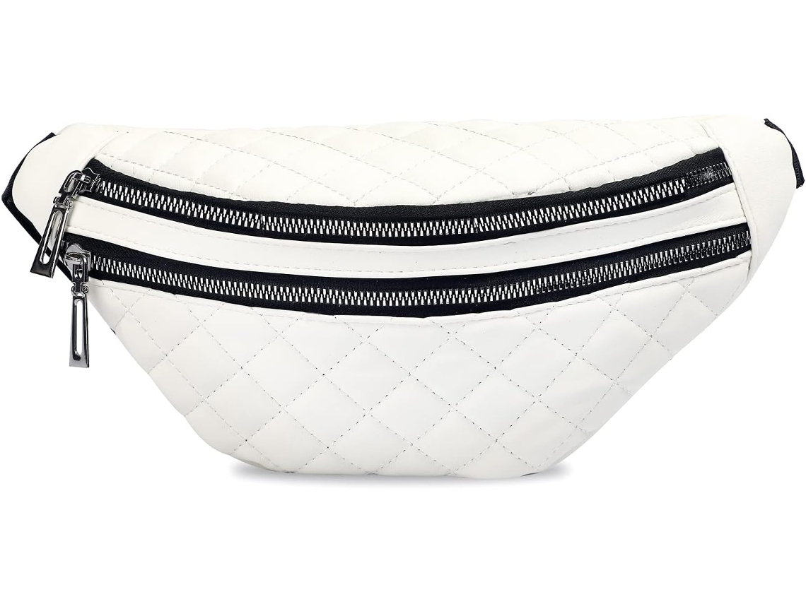 Bolsa De Cintura Em Pele Com Cinto Ajustável - Pochete Clássica - Branco