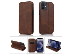 Funda De Cuero Billetera Flip Para Iphone 12 Mini Con Ranuras Para Tarjetas Y Soporte Marrón Iphone 12 Mini Marrón