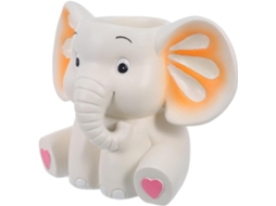 Porta lápis em Forma de Elefante, Resina Bege Claro, 12 X 10 Cm, Organizador Mesa Espaçoso para Canetas e Lápi