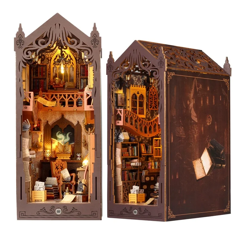 Conjunto De Artesanato Em Madeira Para Adultos, Mini Suporte Para Livros Com Luz De Sensor, Faça Você Mesmo.
