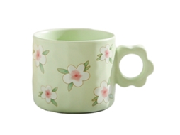 Caneca de Cerâmica de 270Ml com Flores Caneca Criativa para Casais Caneca de Café Da Manhã para Escritório NEVEANCE