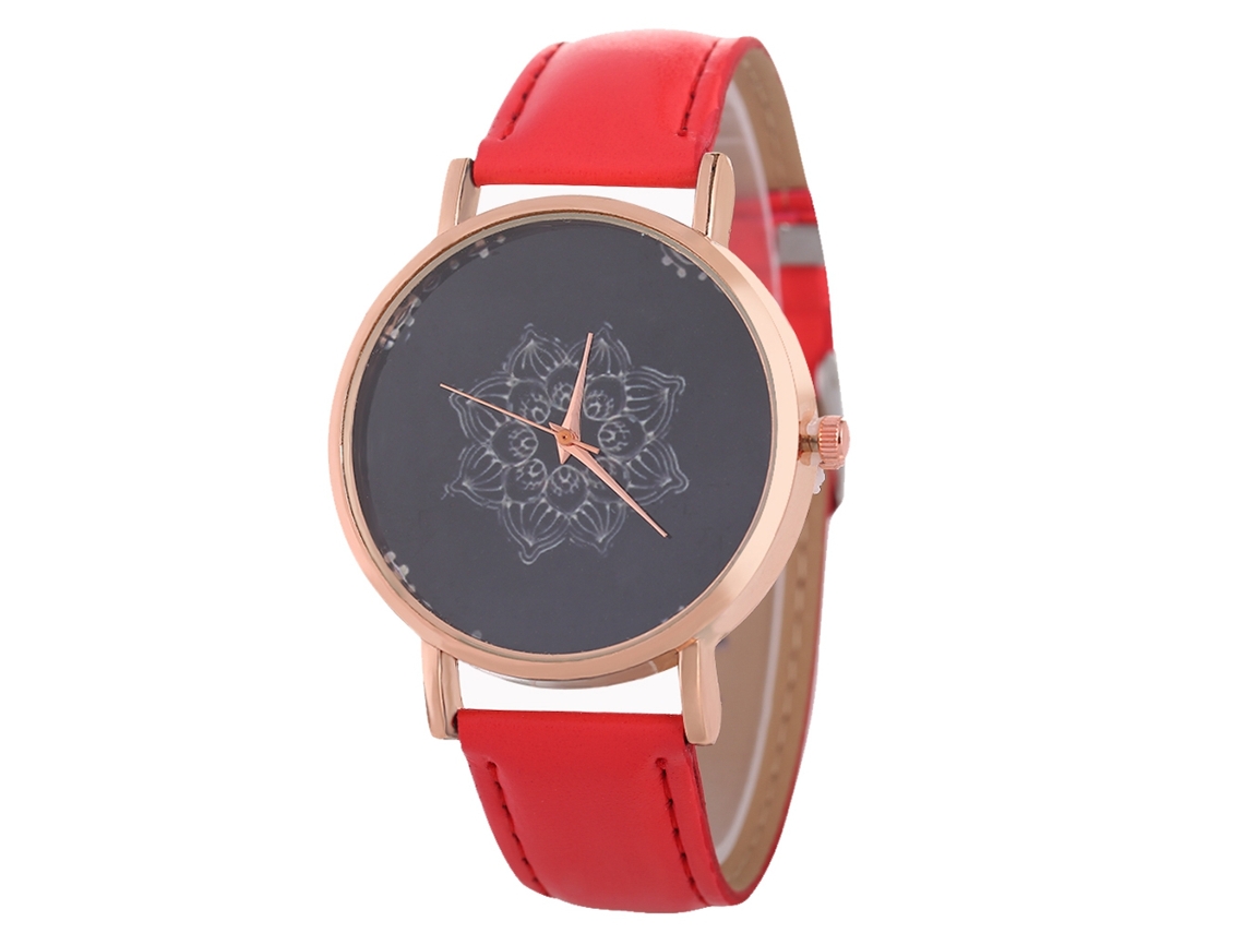 Reloj De Pulsera Analógico De Cuarzo Con Correa Pu Para Mujer Y Hombre Zhoulianfa (rojo)