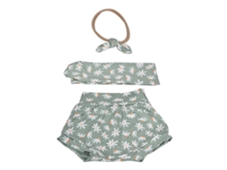 Mali conjunto Calcinha e Faixa Bebê Menina Flor Padrão Verde Poliéster 100cm