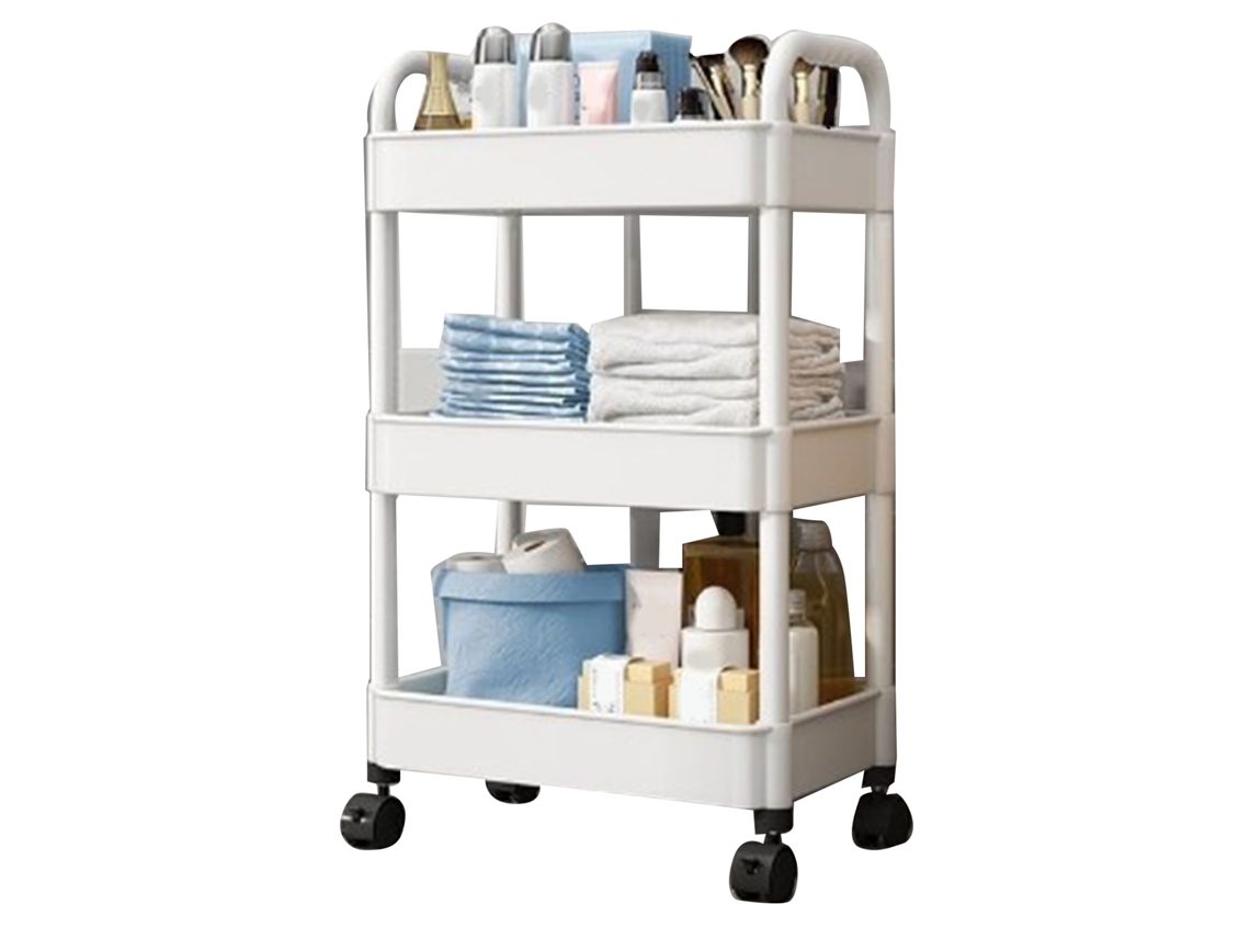 Carrinho de Rolamento Branco com 3 Prateleiras S/MARCA