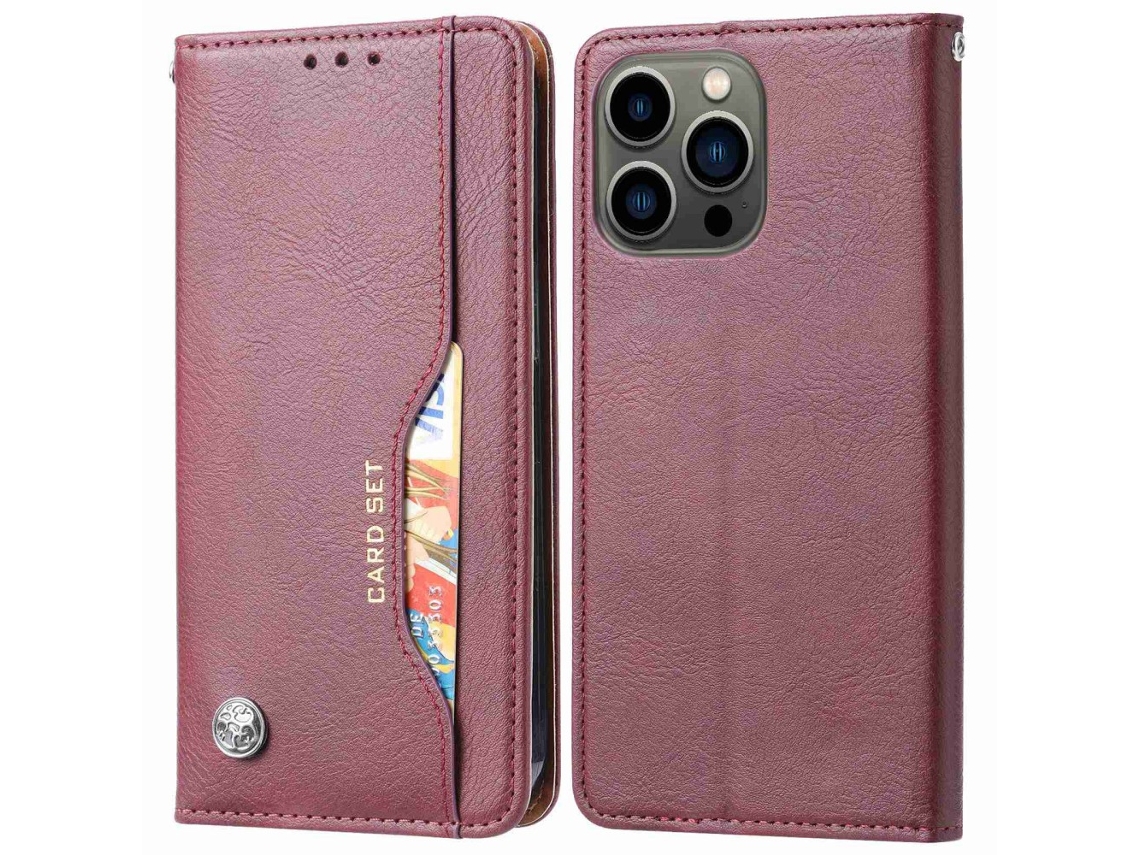 Capa Para Iphone 14 Pro Pele Sintética Magnética Vermelho