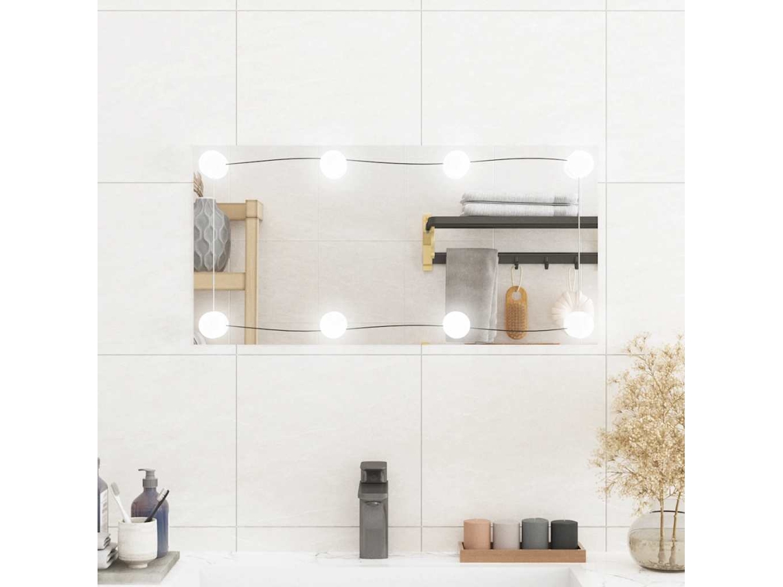 Vidaxl Espelho De Parede Retangular Com Luzes Led 30x60 Cm Vidro