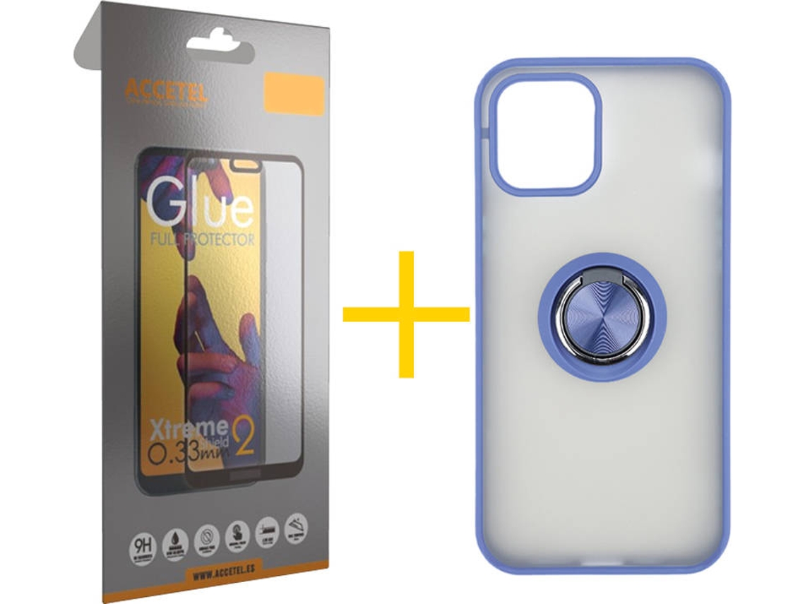 Kit Capa + Película de Vidro Full iPhone 11 Pro Skyhe Gel Bumper Azul