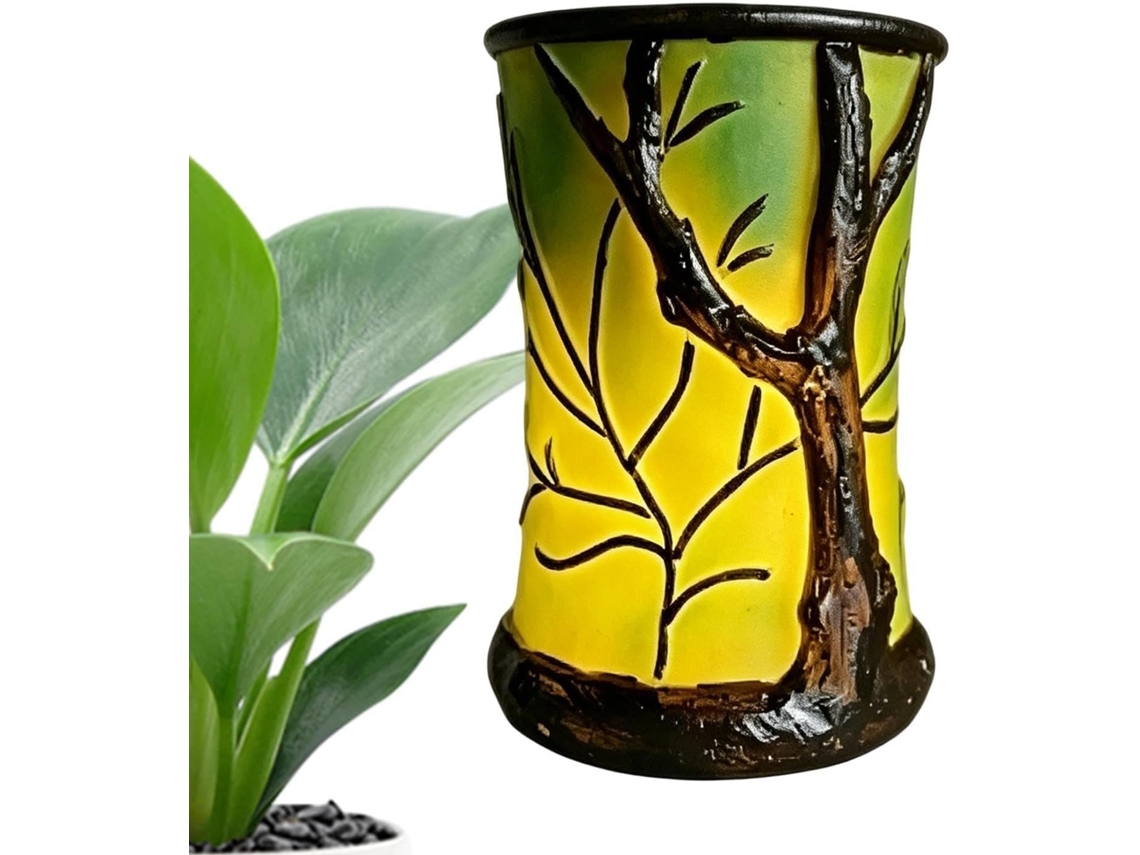 Iluminação ambiente com tema de floresta, luz noturna inspirada na natureza.