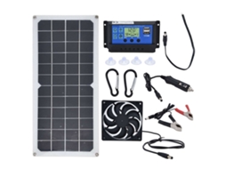 Kit de painel solar de 10 W com controlador de 10 A e ventilador de exaustão para carro Primerox