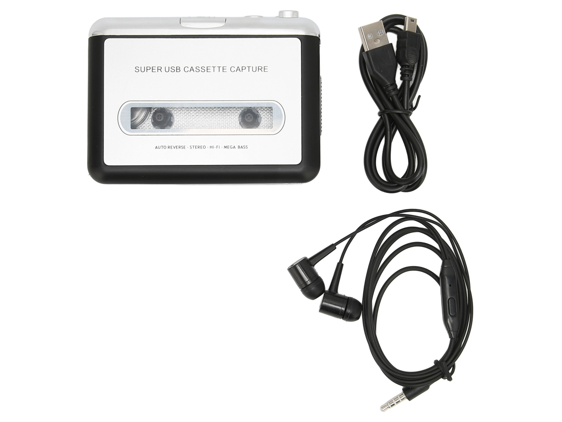 Reprodutor De Fita Cassete Portátil Com Conversor Mp3 Cd Usb Para Laptops E Pcs Com Som Automático Reverso
