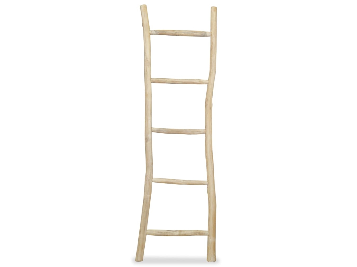 Vidaxl Toalheiro Escada Com 5 Degraus Em Teca 45x150 Cm Natural