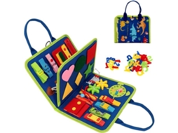 Quadro De Atividades Para Crianças Tabuleiro Montessori Portátil De Brinquedo De Dinossauro Azul 1 A 4 Anos Aquaforge
