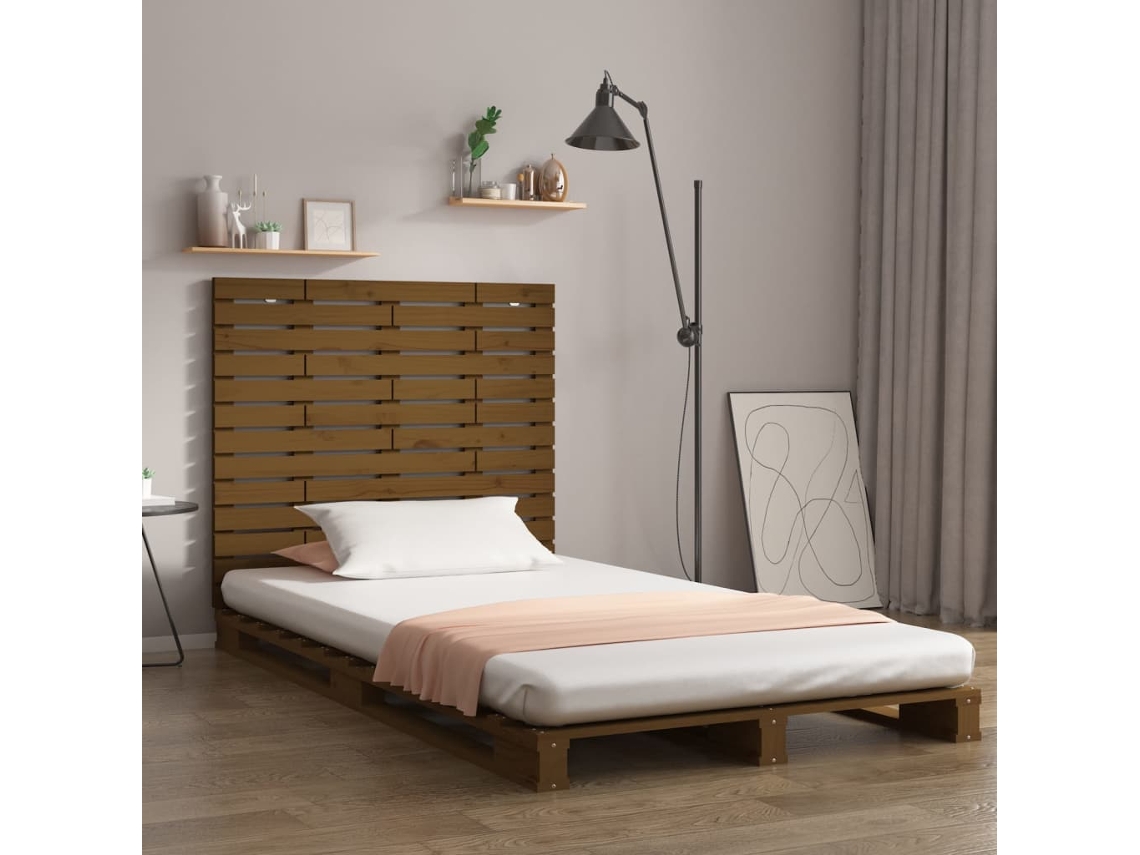 Vidaxl Cabeceira De Parede 141x3x91,5 Cm Pinho Maciço Castanho-mel