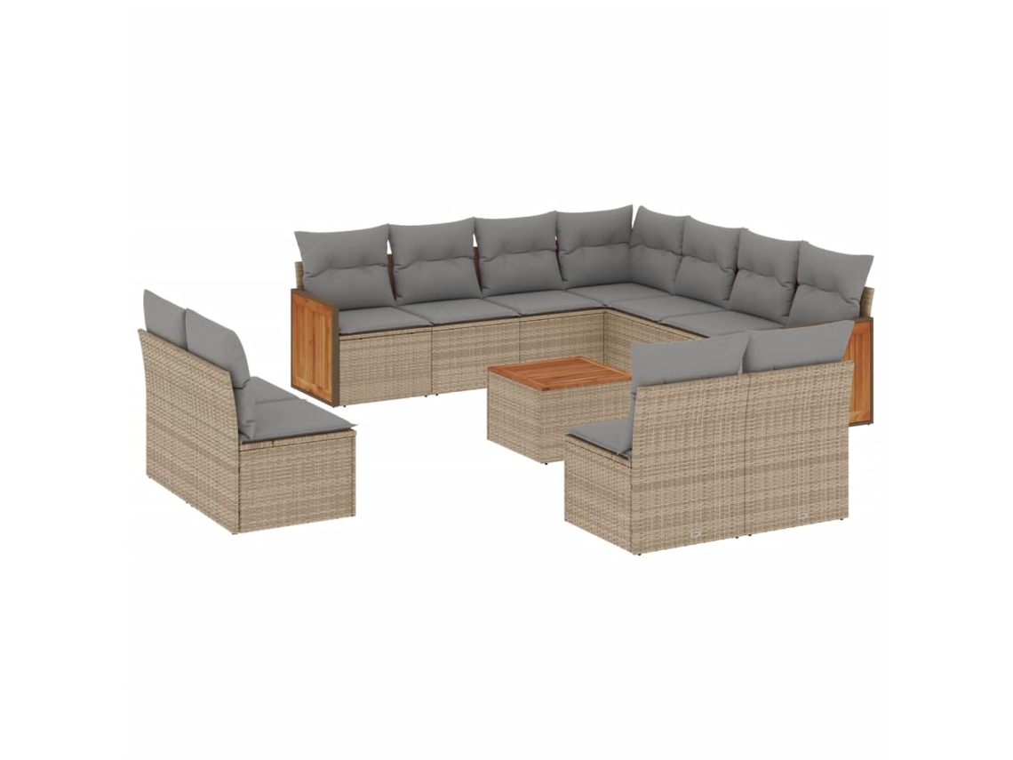 Maison Exclusive - 12 Pcs Conjunto De Sofás P/ Jardim Com Almofadões Vime Pe Bege