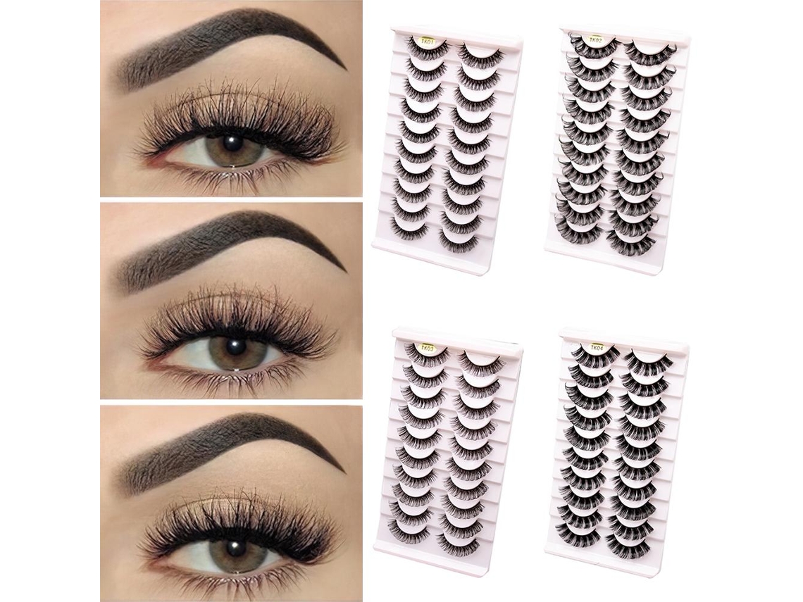 Cílios Postiços, 10 Pares, Preto