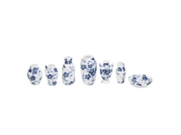 Mali vaso Mini Porcelana Azul e Branco 1:12 Decoração Casa de Bonecas Acessórios