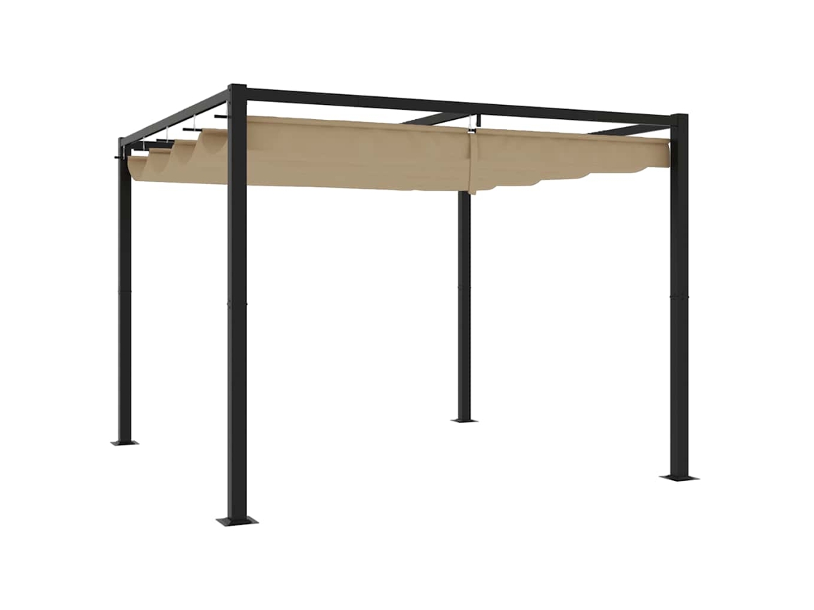 Vidaxl Gazebo De Jardim Com Teto Retrátil 3x3 M Aço Cinza