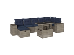 Conjunto de Sofá de Jardim, 8 Peças, Almofadas, Rattan Cinza MAISON EXCLUSIVE
