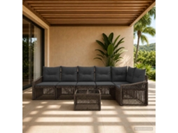 Vidaxl Conjunto De Sofá De Jardim 7 Unid. Cinzento Vime Pe