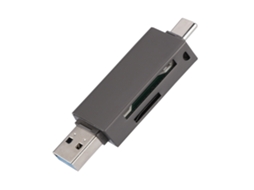 Leitor de Cartões USB OTG Type C, SD/TF, cinza