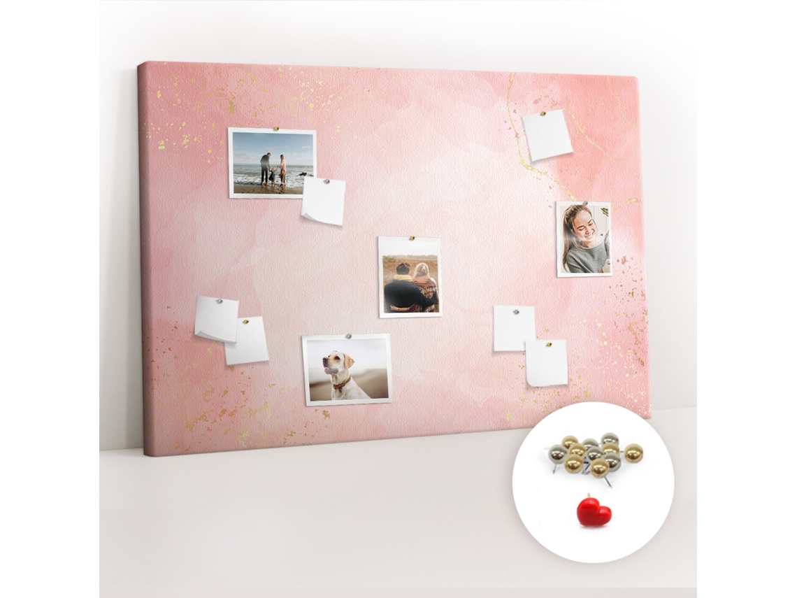 Quadro De Cortiça Com Impressão Mármore Rosa Para O Escritório Espelharte (120x80 Cm)