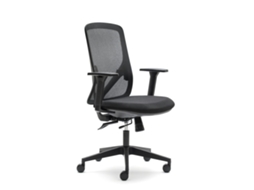 Cadeira de Escritorio Ergonómica EUROMOF Lyon Preto Braços Reguláveis Adequada para 120Kg Lombar Assíncrona