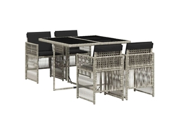 Conjunto de 5 Jantar para Jardim com Almofadões Cinzento Claro MAISON EXCLUSIVE
