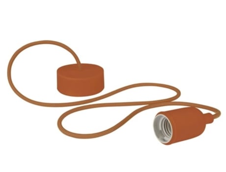 Suporte Para Lâmpada Com Fio Em Tecido - Castanho