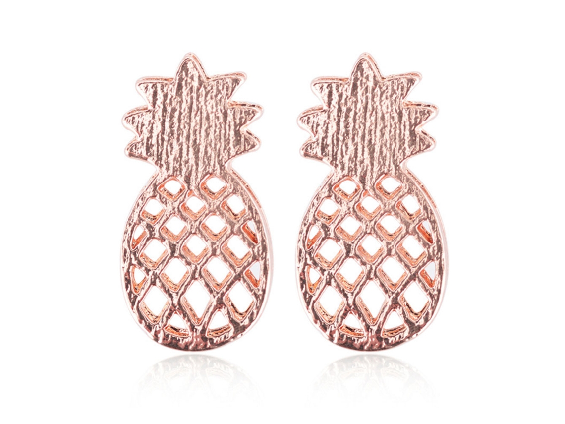 Brincos De Ouro Rosa Moda Feminina Design Delicado