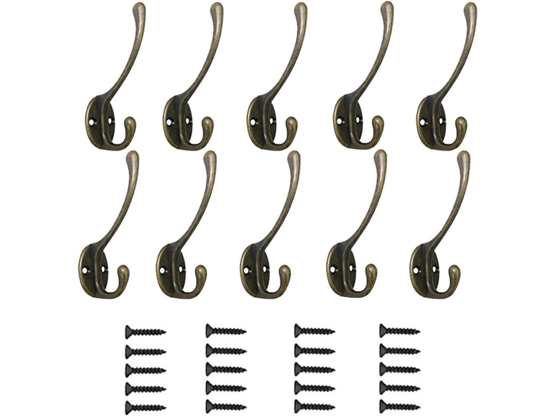 Cabides Pretos para Casacos, 20 Peças, Grandes, com Fecho Duplo, em Metal e com Parafusos, Estilo Retrô BRILVIBERA
