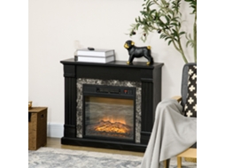 Lareira Elétrica De Pé Com Temporizador, Chama E Temperatura Regulável, 80x21.6x67.8 Cm, Preto