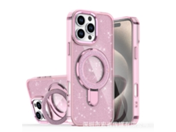 Capa De Celular Com Suporte Magnético E Glitterrosa Translúcido - Iphone 16promax