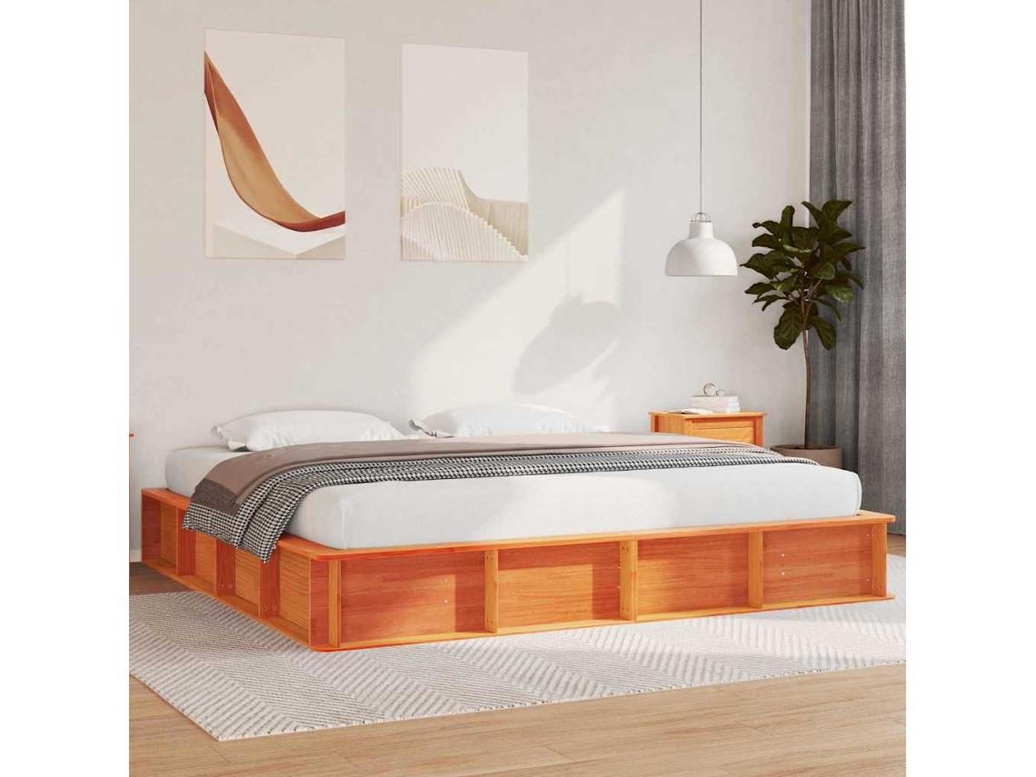 Vidaxl Estrutura Da Cama Marrom Cera 180 X 200 Cm