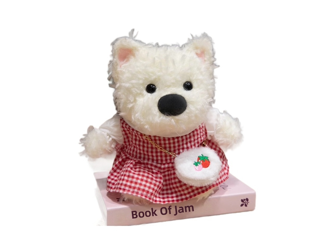 Boneco de Pelúcia Westie com Suéter de Urso Azul Brinquedo Macio de Cachorro para Crianças CHABERLU