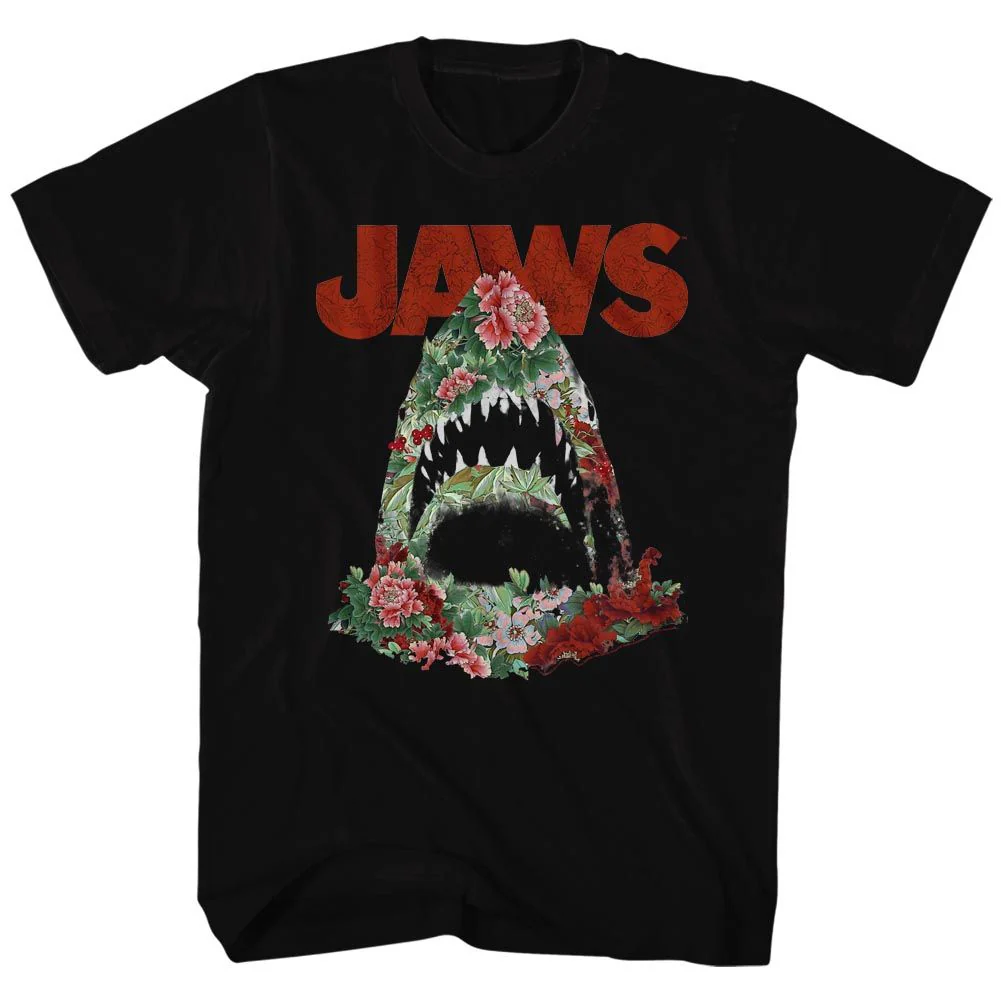 Unisex Adult T-shirt Rockinstone Jaws Movie Inferior Black Sizem