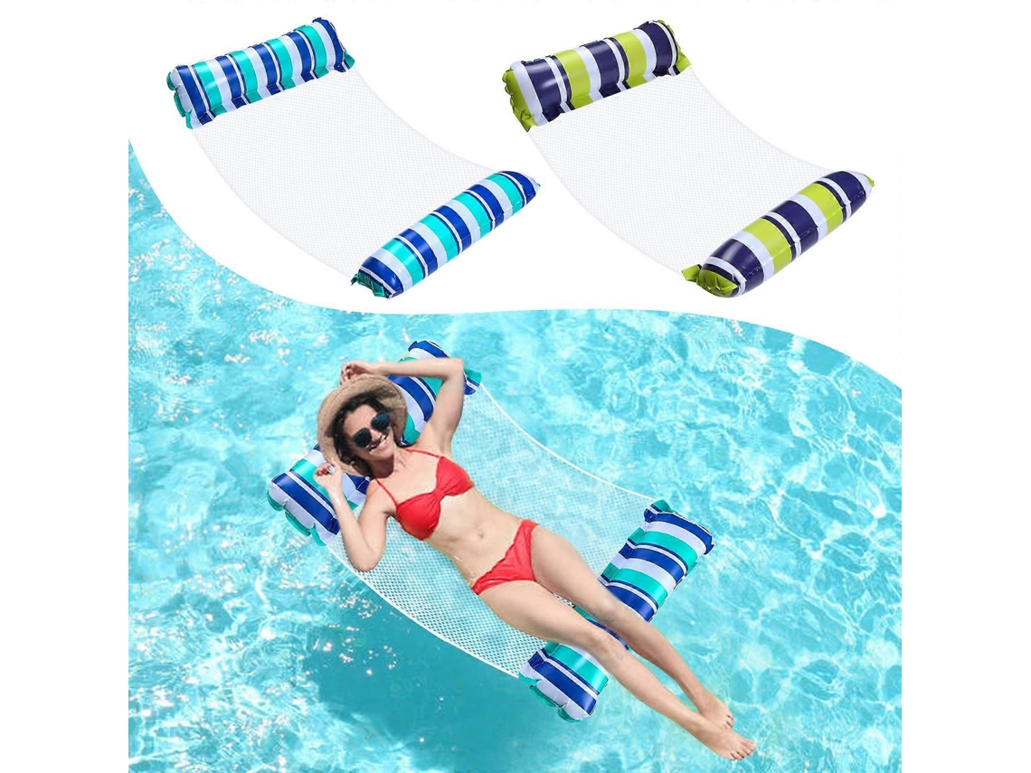 Conjunto De 2 Cadeiras Infláveis ​​para Piscina, Modelo Rede, 4 Em 1: Flutuante, Leve E Portátil (azul E Verde)