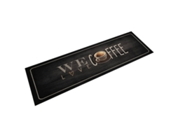 Vidaxl Tapete De Cozinha Lavável 45x150 Cm Veludo Texto Café