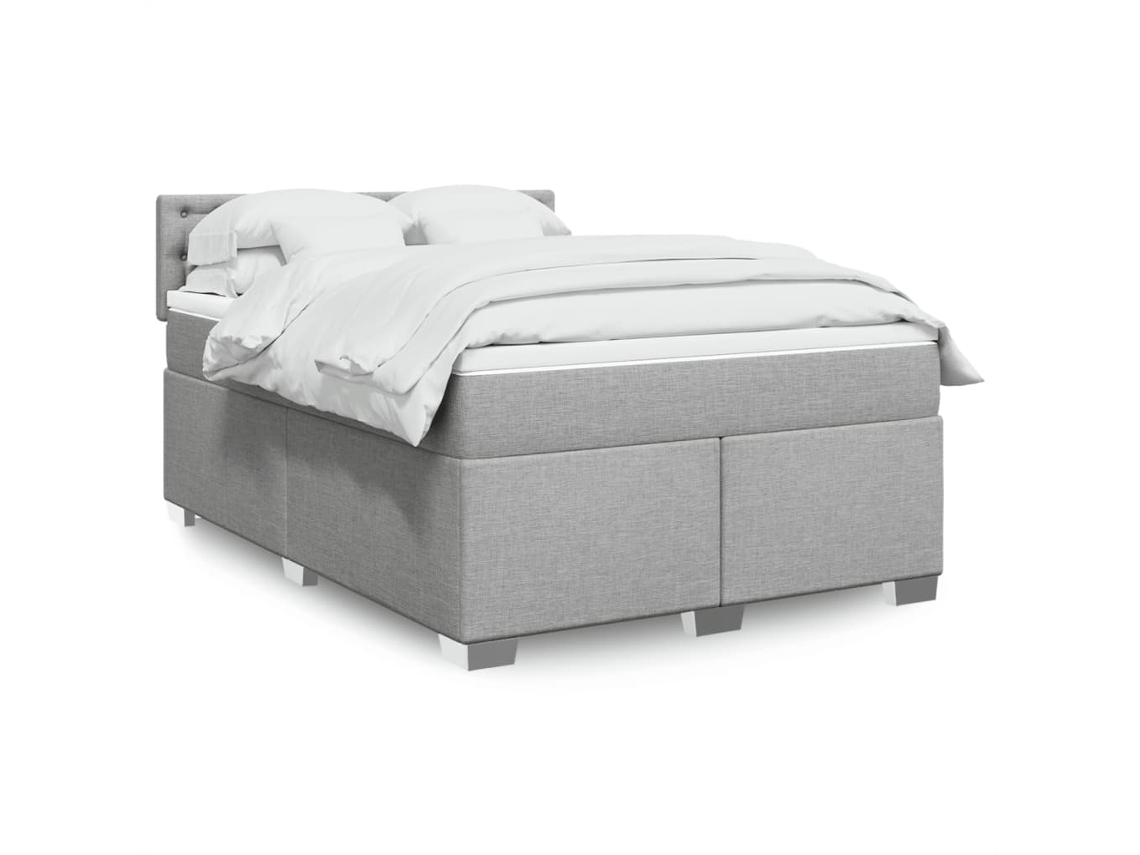 Vidaxl Cama Com Molas/colchão 160x200 Cm Tecido Cinzento-claro