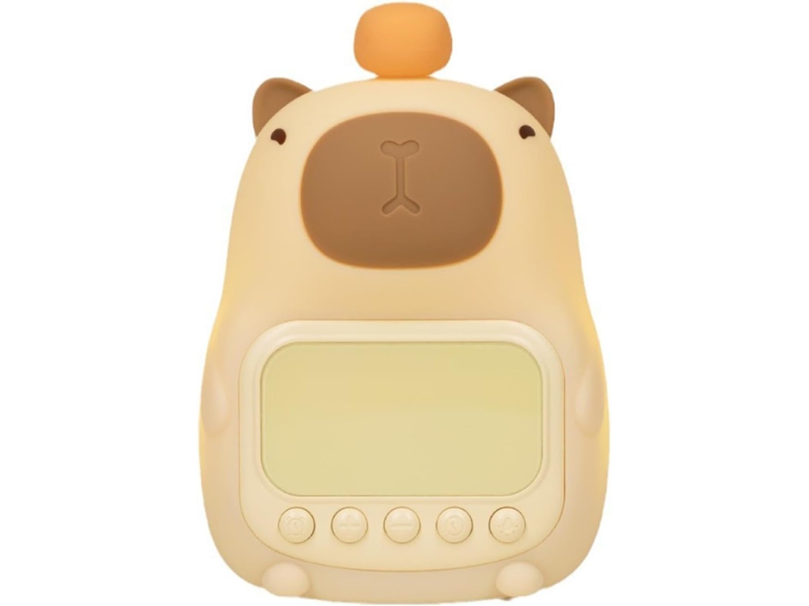 Despertador infantil decorativo em formato de cápsula com luz.