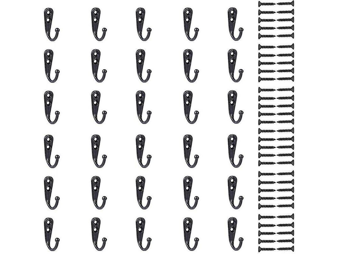 Ganchos de Parede de Zinco, 30 Peças, Capacidade até 15kg