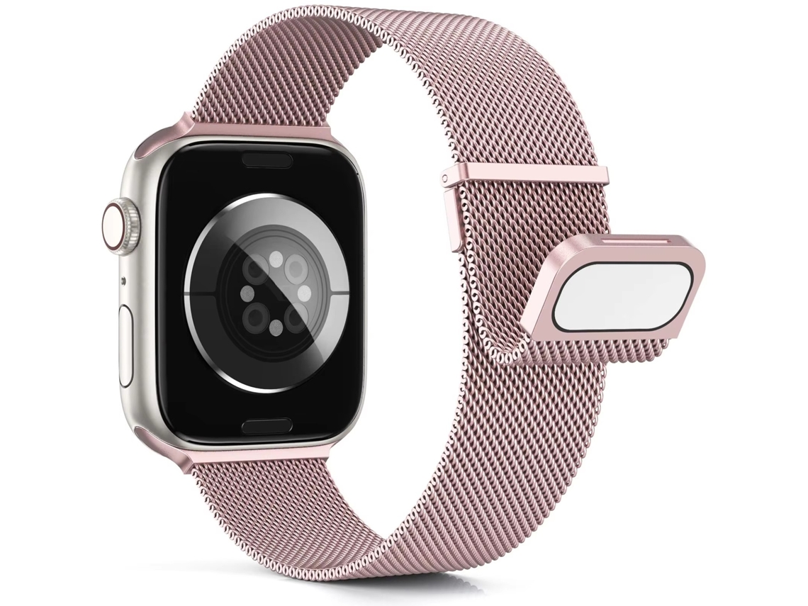 Pulseira Milanese Loop Em Aço Inoxidável Com Fecho Magnético Duplo Para Apple Watch Series 11 10-ultra, Rosa, 38 40 41 42mm