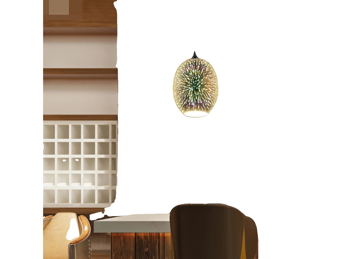 Lustre De Fogos De Artifício Em 3d Com Led, Cabo De Suspensão Ajustável, Design Em Vidro Multicolorido, Adequado Para Vários Ambientes Oem