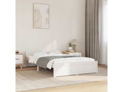 Estrutura Cama Pequena Casal 120x190 Cm Pinho Maciço Branco