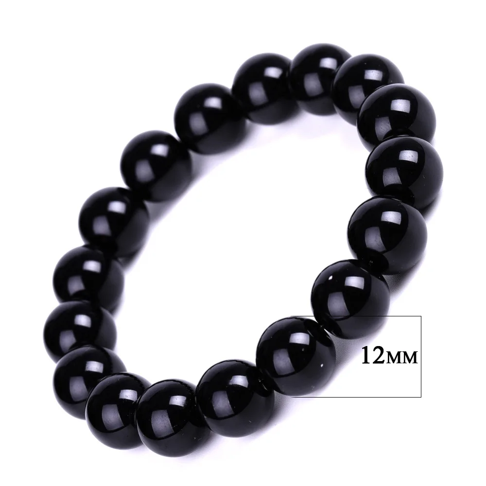 Pulseira Tibetana Budista De Obsidiana (12 Mm X 19 Cm) Para Homens E Mulheres, Amuleto, Pulseira Da Sorte.
