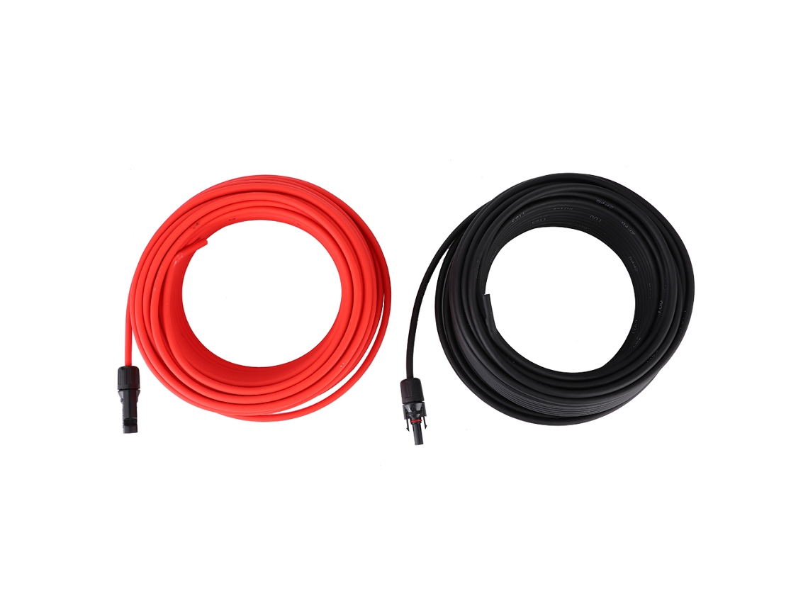Cabo De Extensão Para Painel Solar 10awg (com Conectores Mc4, 100 Pés, Cabos Duplos Vermelho E Preto)
