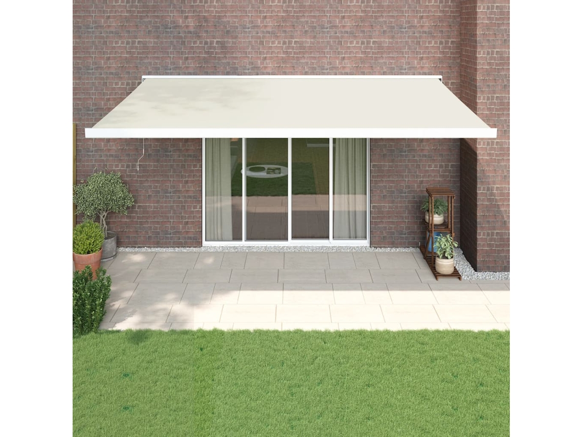 Vidaxl Toldo Retrátil 5x3 M Tecido E Alumínio Cor Creme